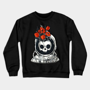 Dead astronaut with flowers design Crewneck Sweatshirt